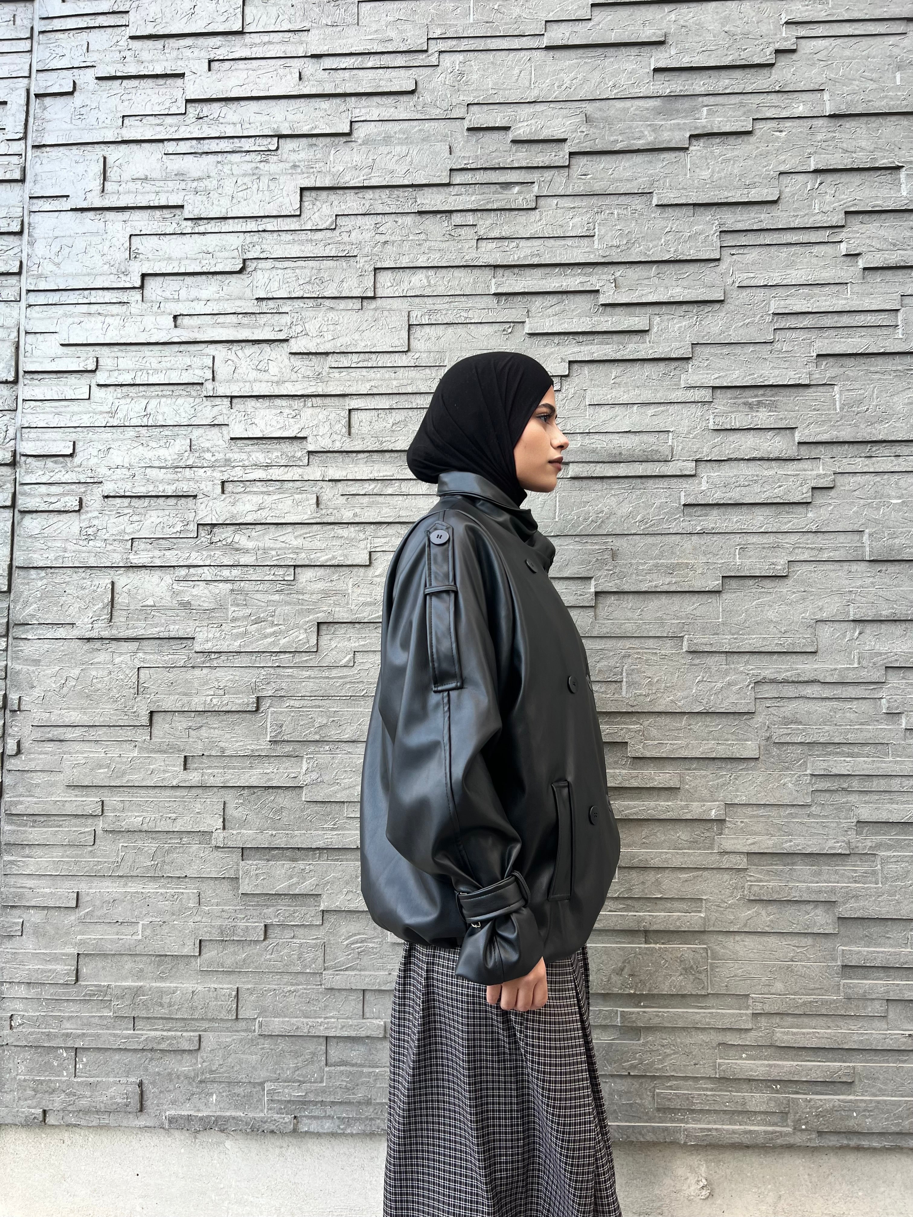 Veste en cuir oversize
