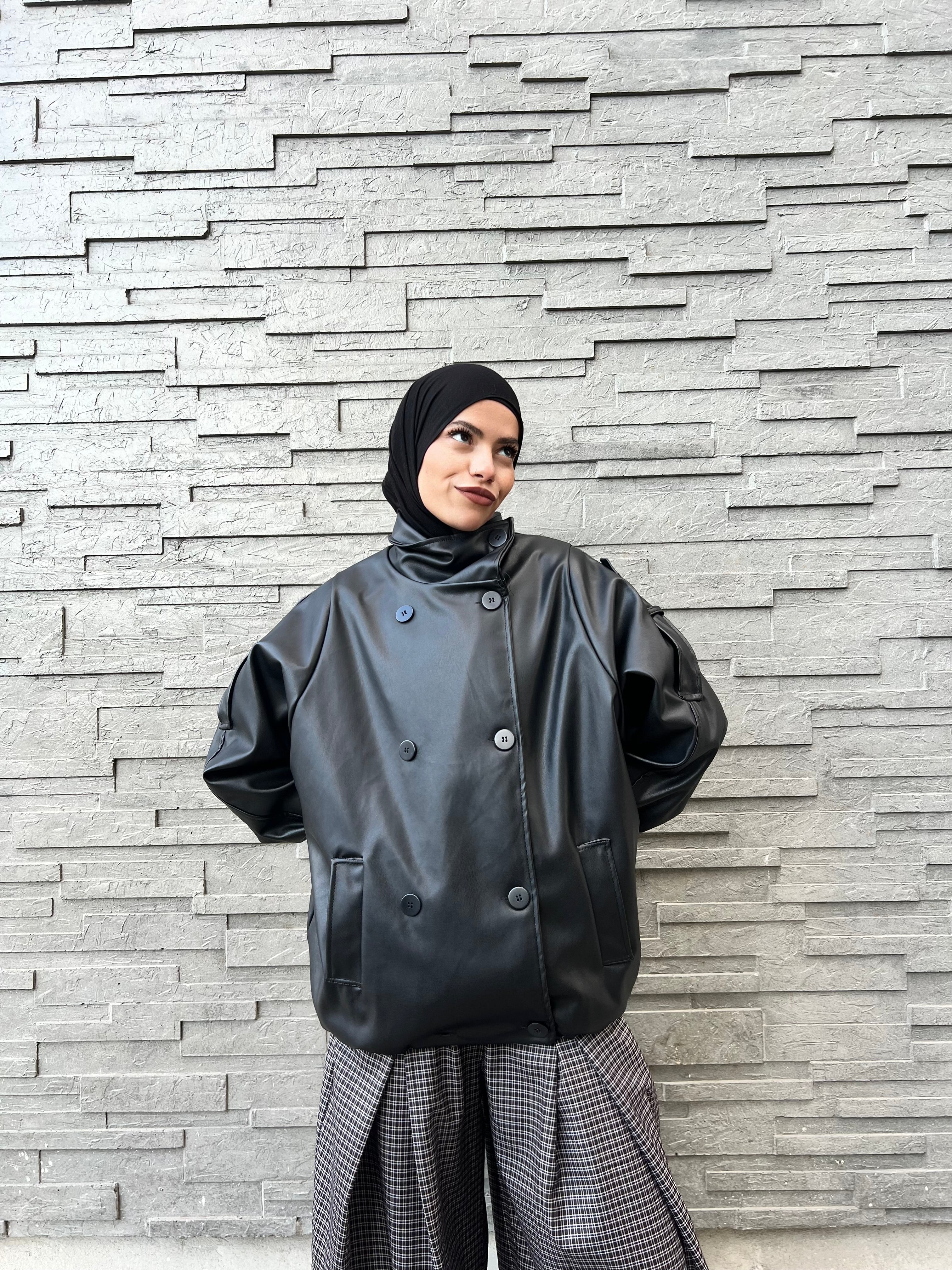 Veste en cuir oversize