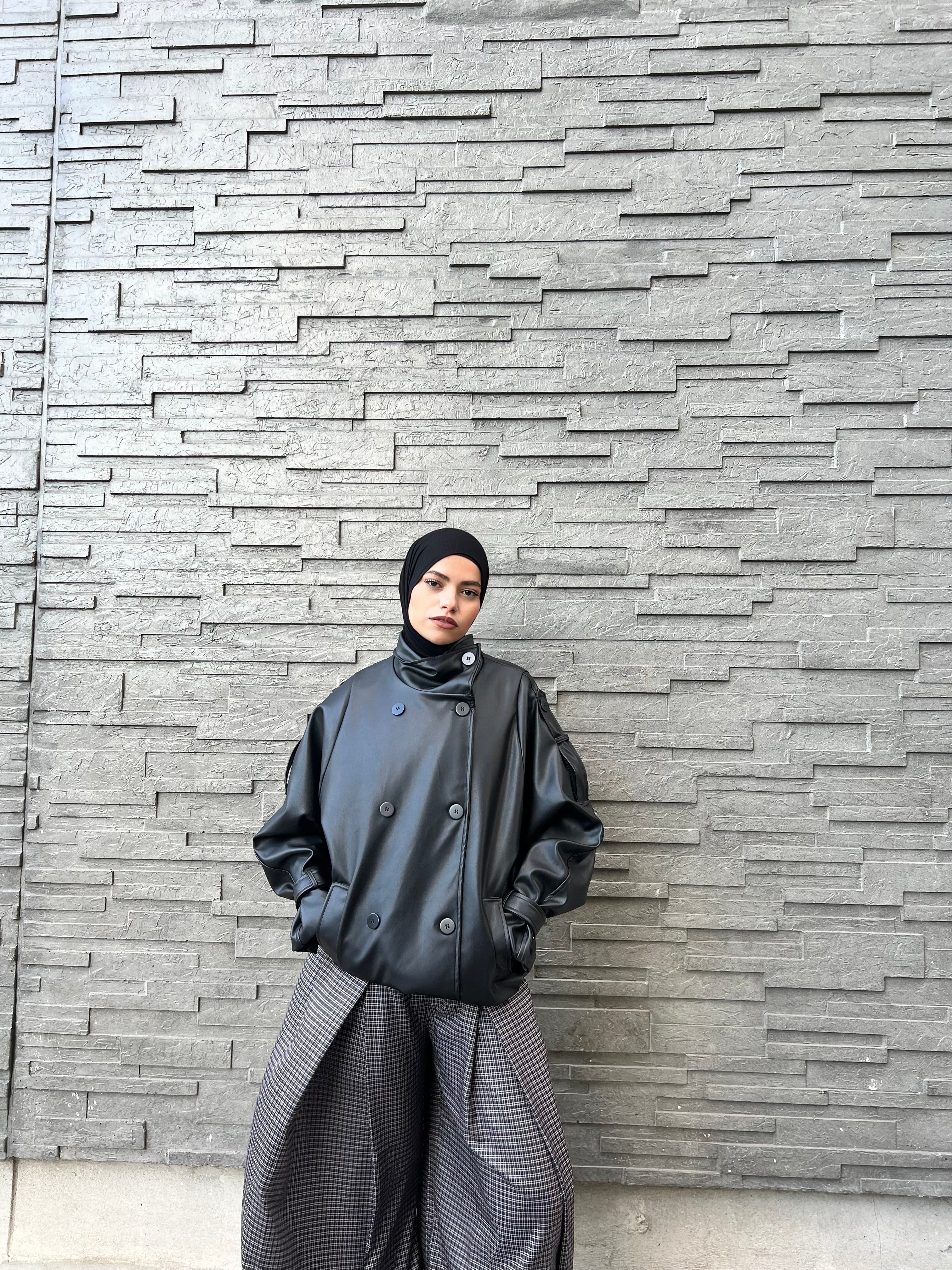 Veste en cuir oversize