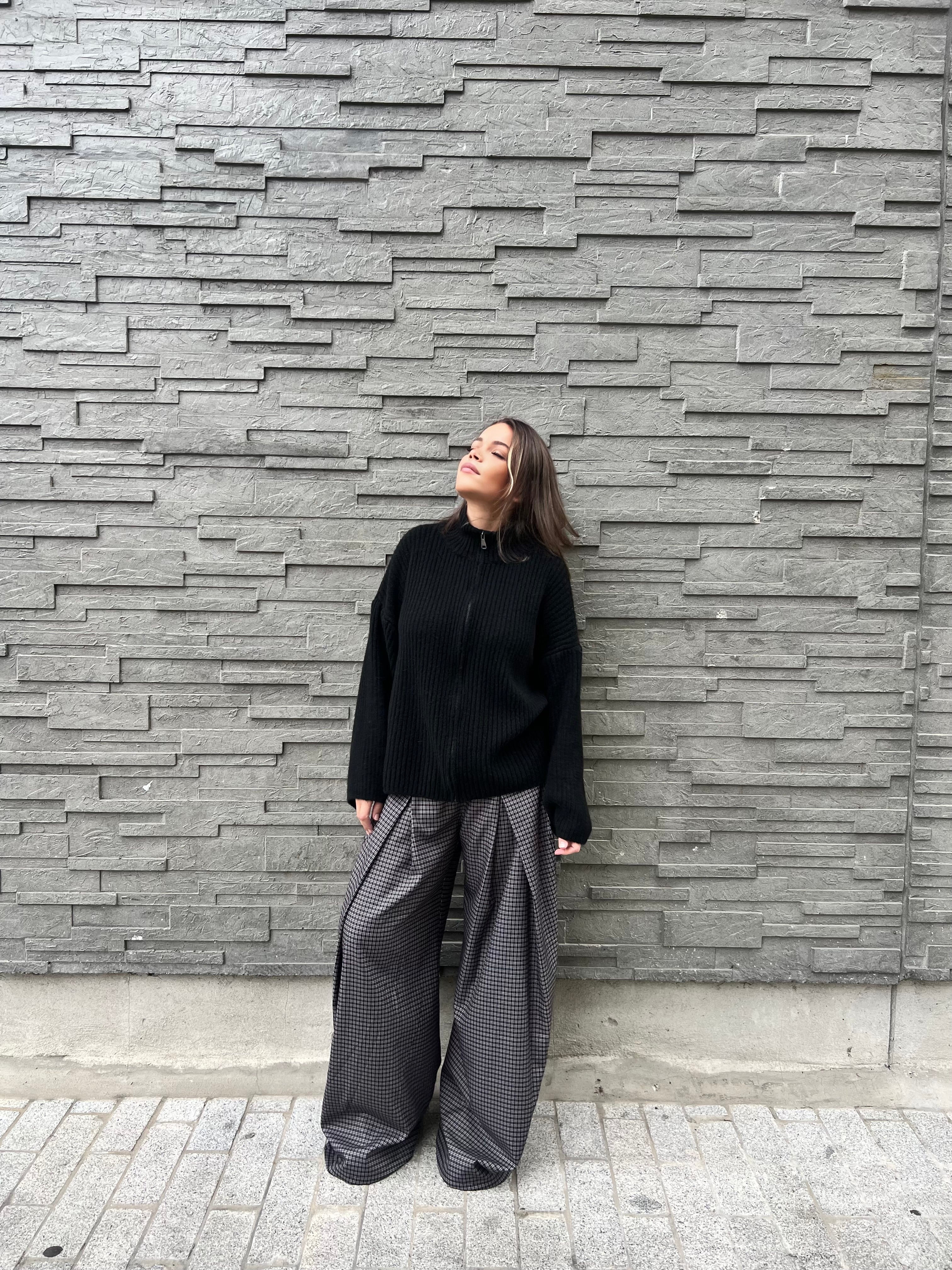 Pantalon large à carreaux