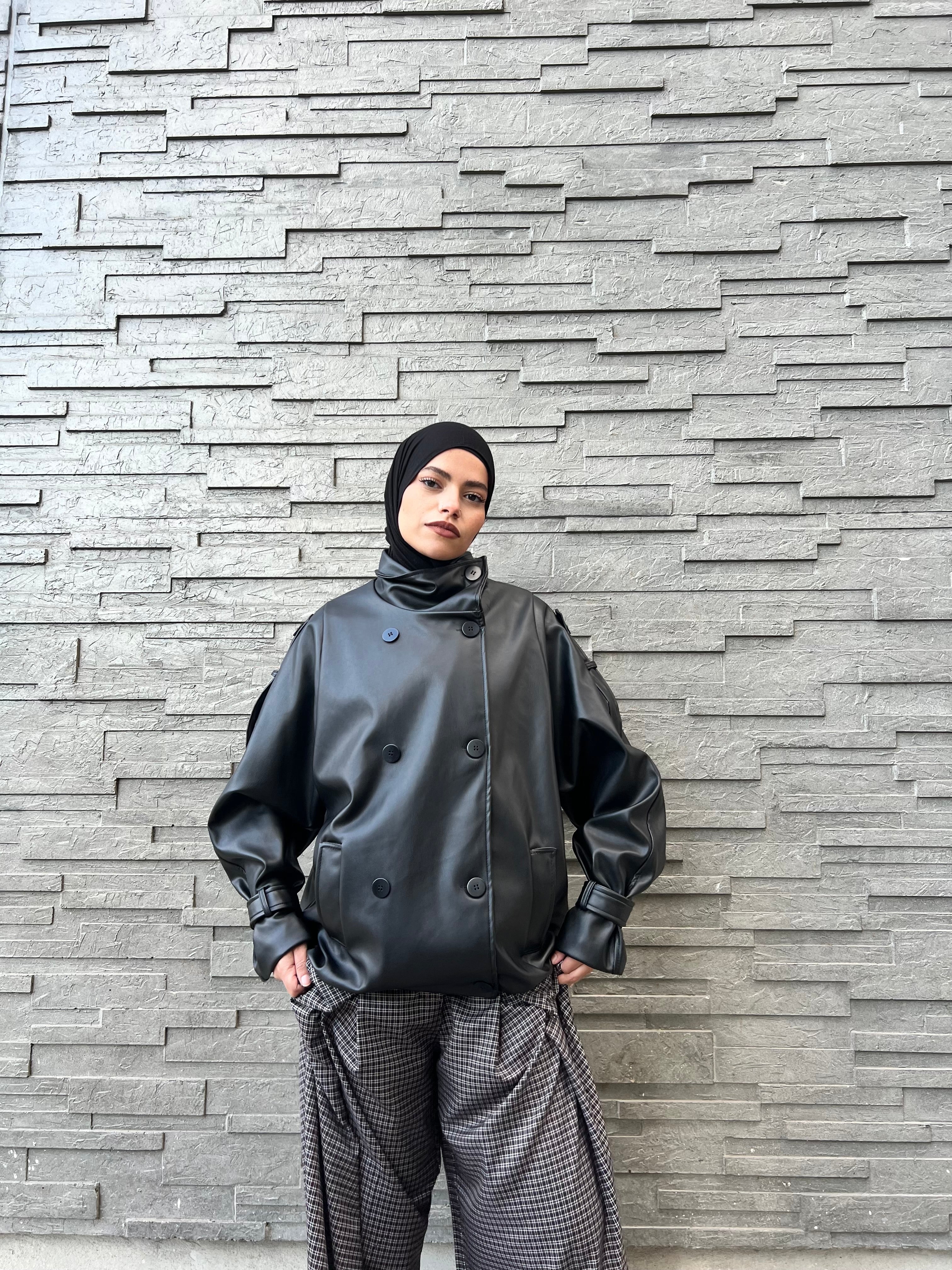Veste en cuir oversize