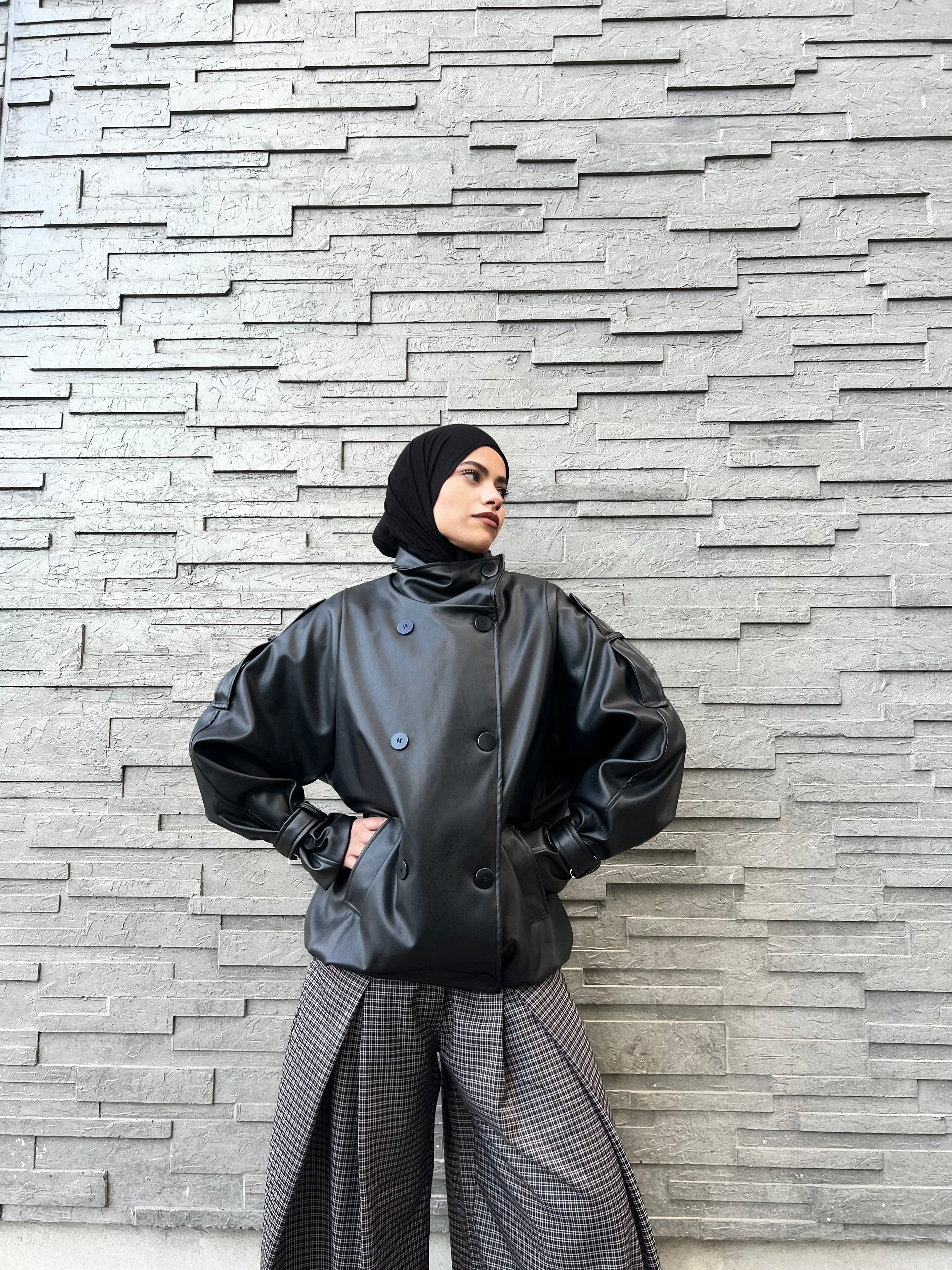 Veste en cuir oversize