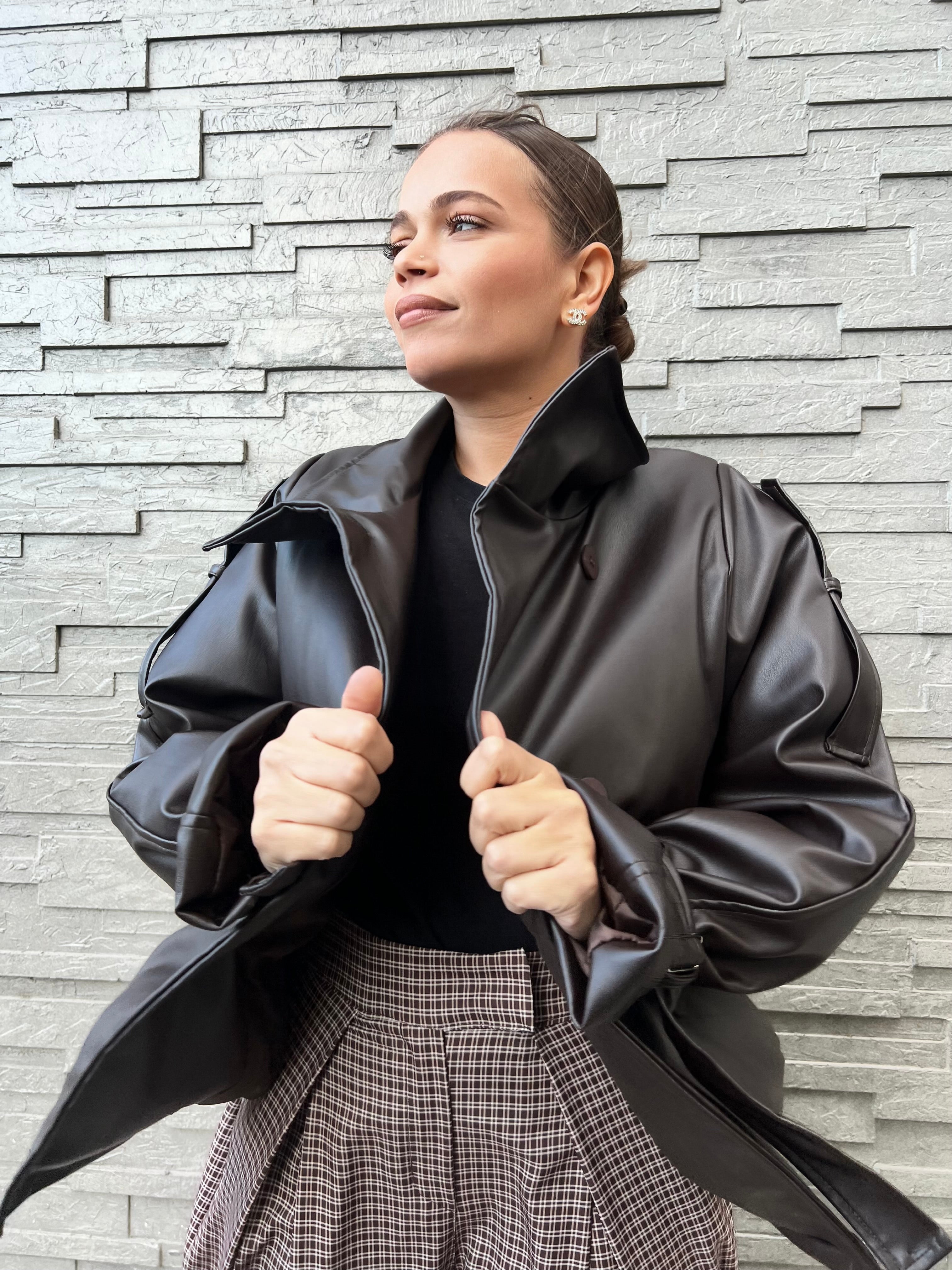 Veste en cuir oversize