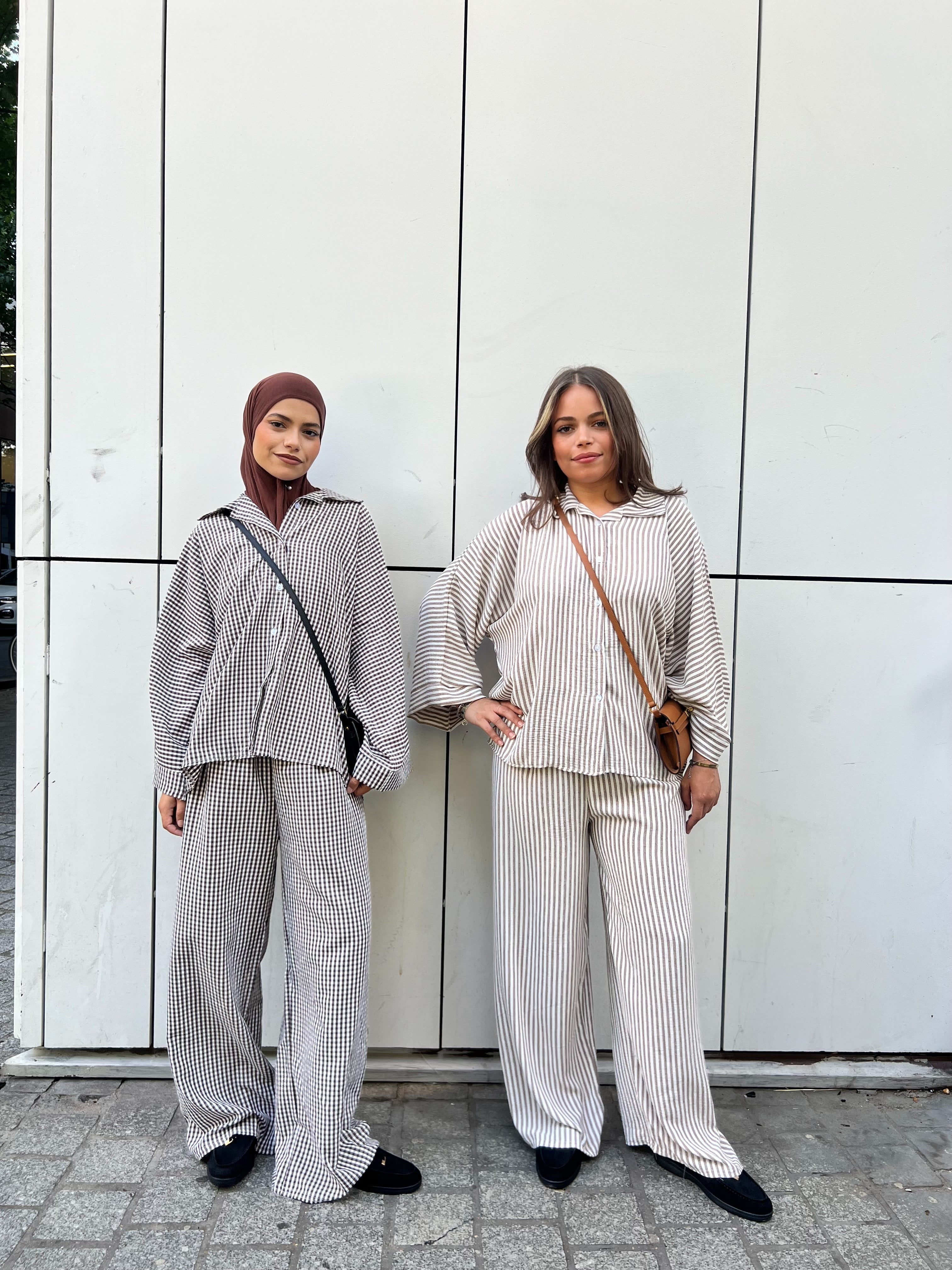 Ensemble Rayé Oversize Effet Lin - Chemise & Pantalon Palazzo