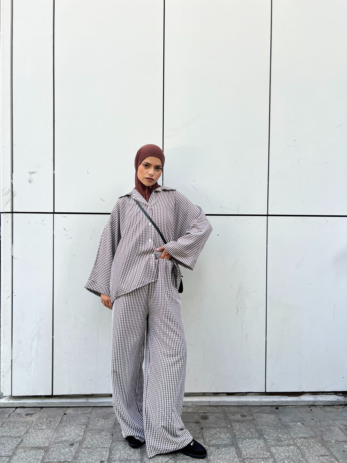 Ensemble Vichy Oversize - Chemise & Pantalon Palazzo