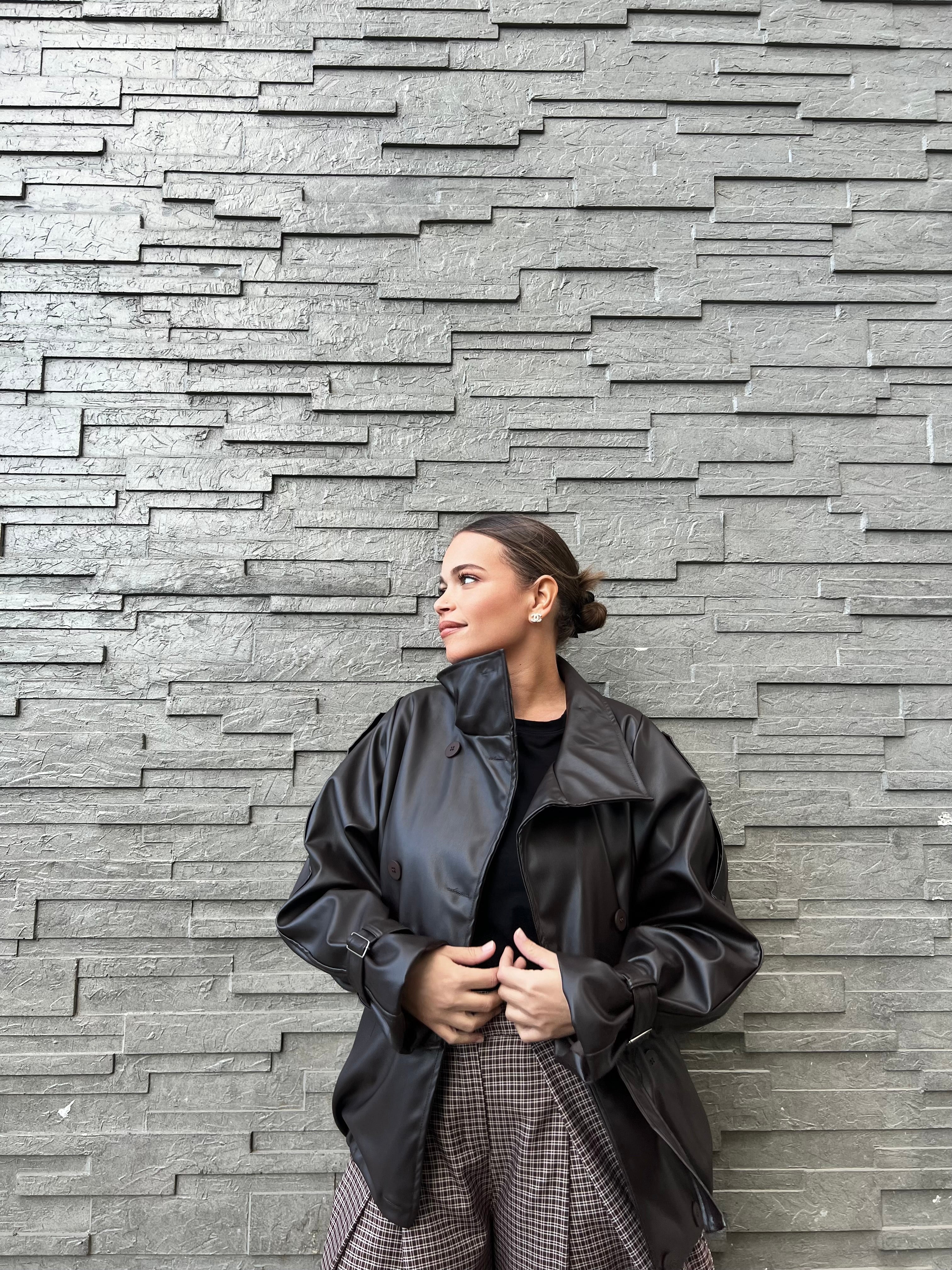 Veste en cuir oversize