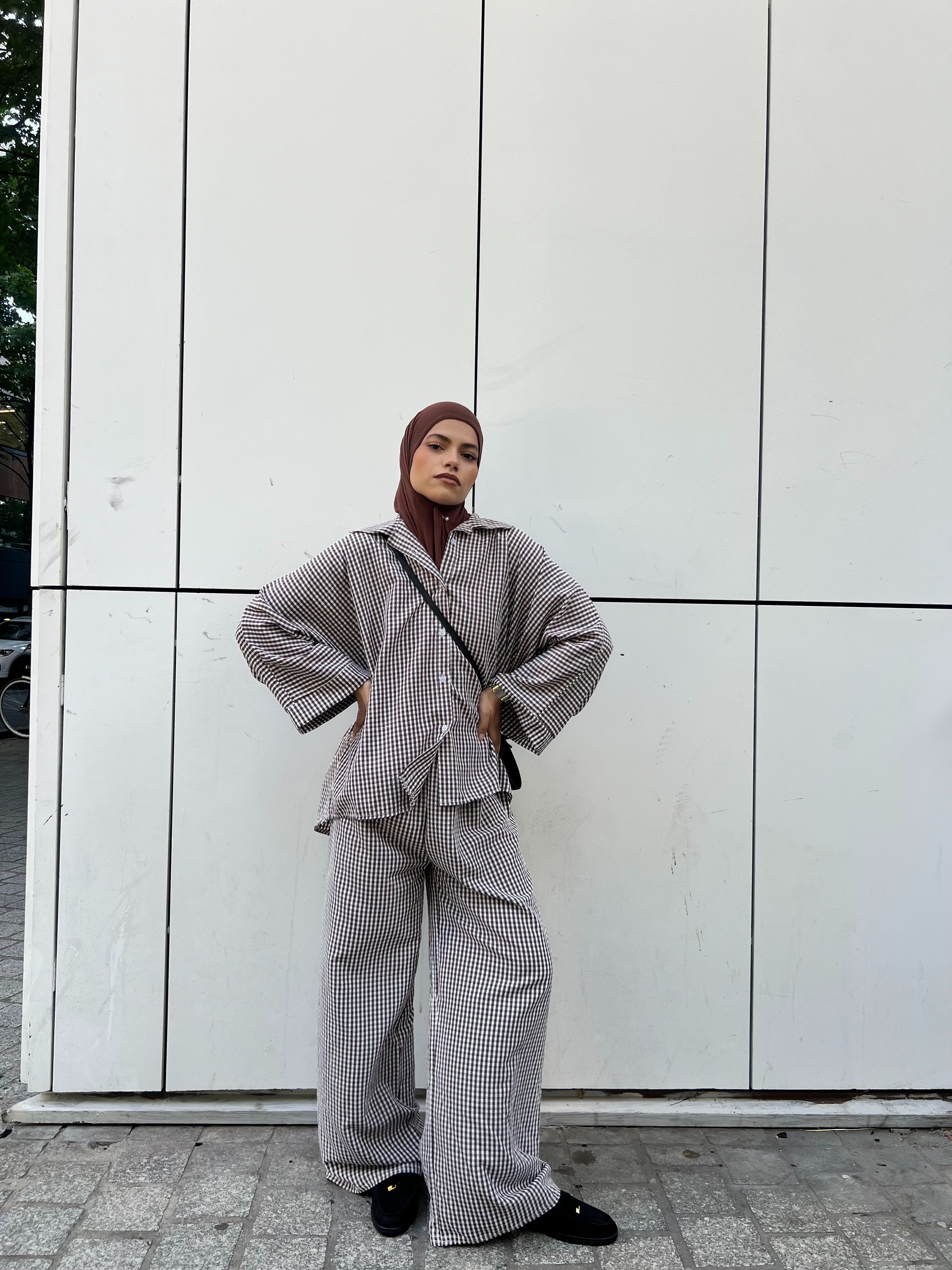 Ensemble Vichy Oversize - Chemise & Pantalon Palazzo