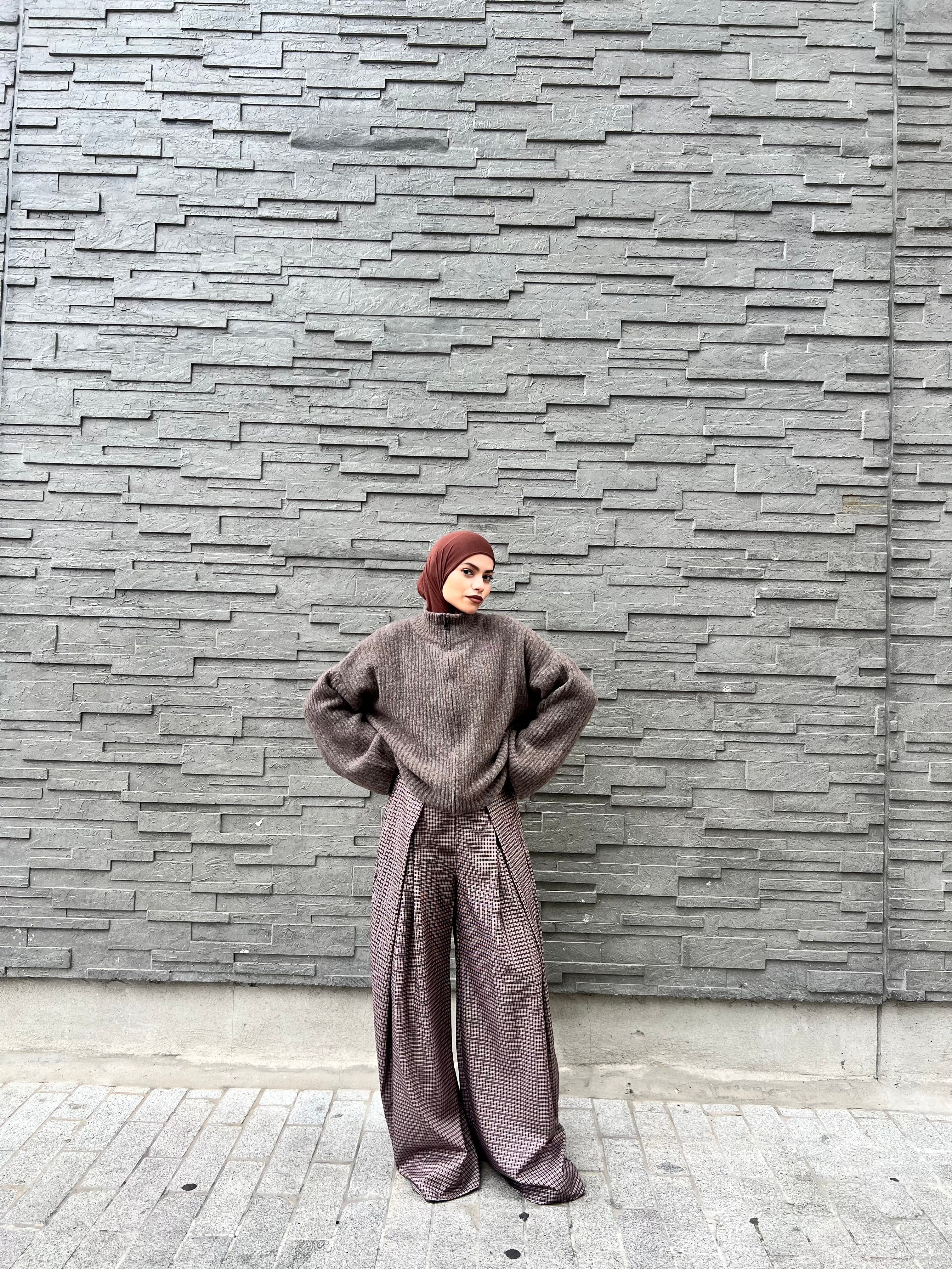 Pantalon large à carreaux