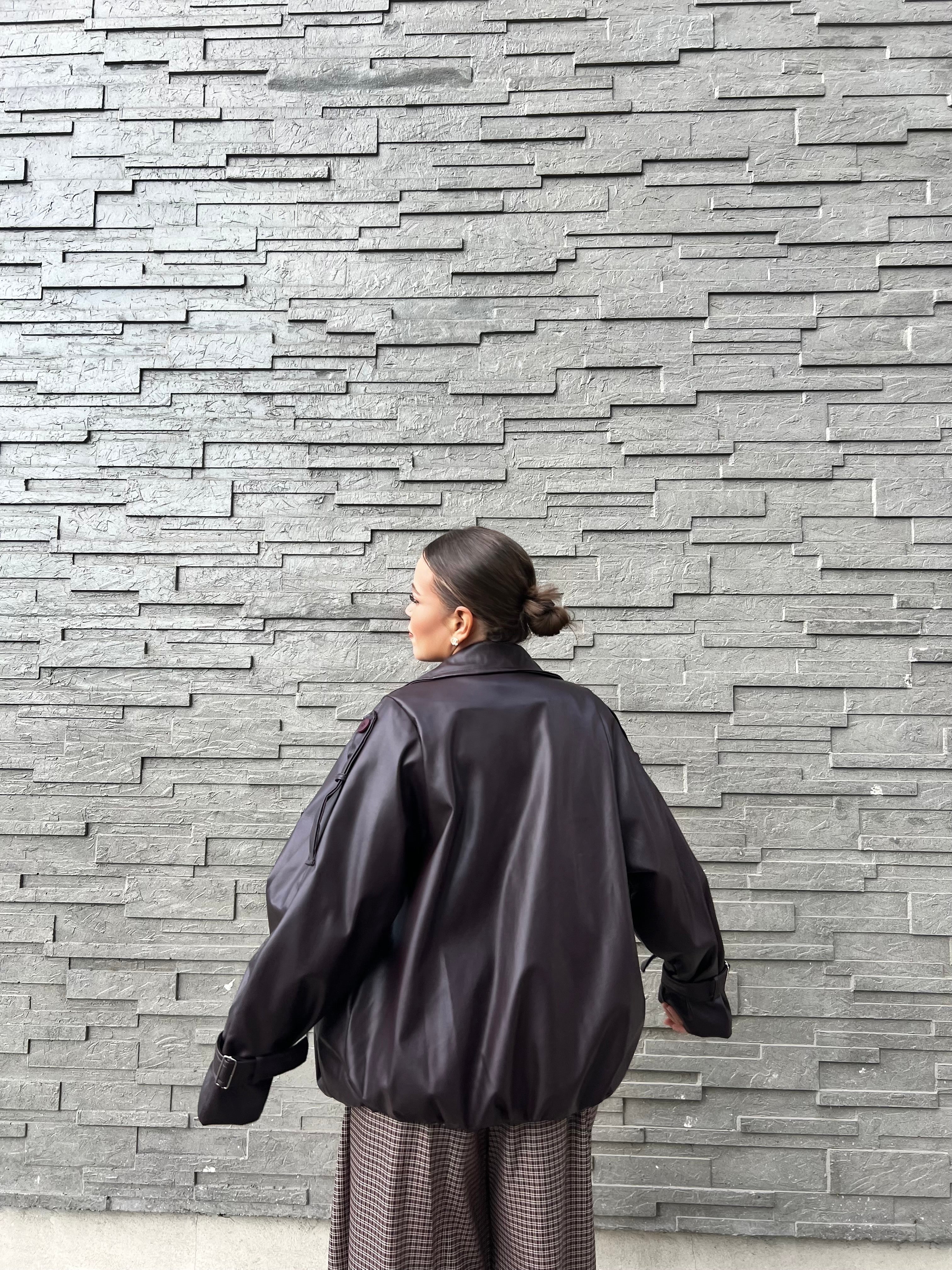 Veste en cuir oversize