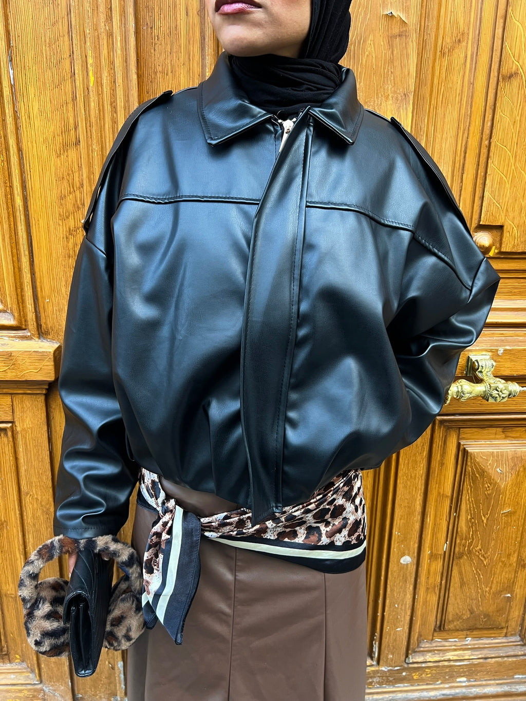 Veste simili cuir noir