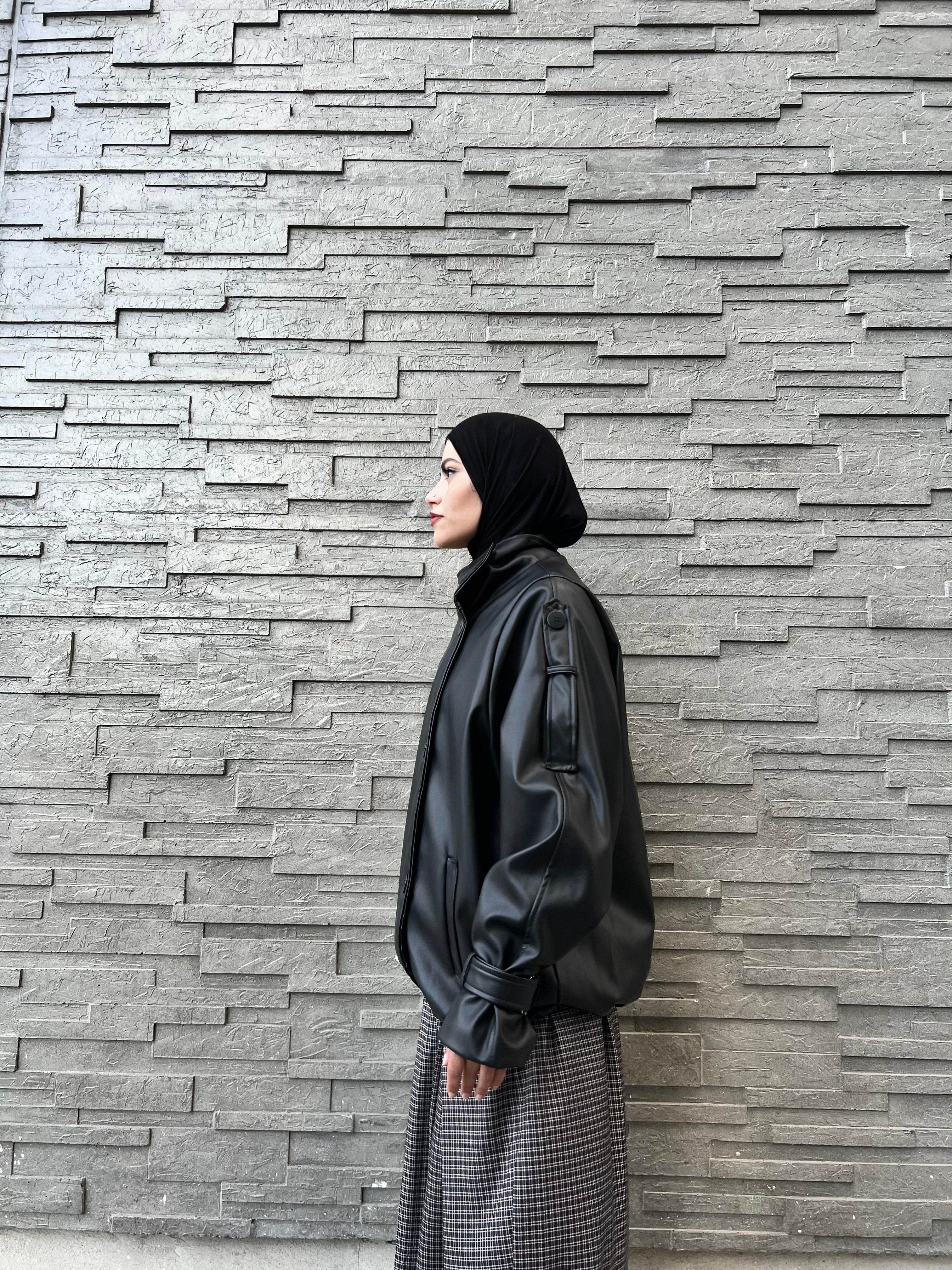 Veste en cuir oversize