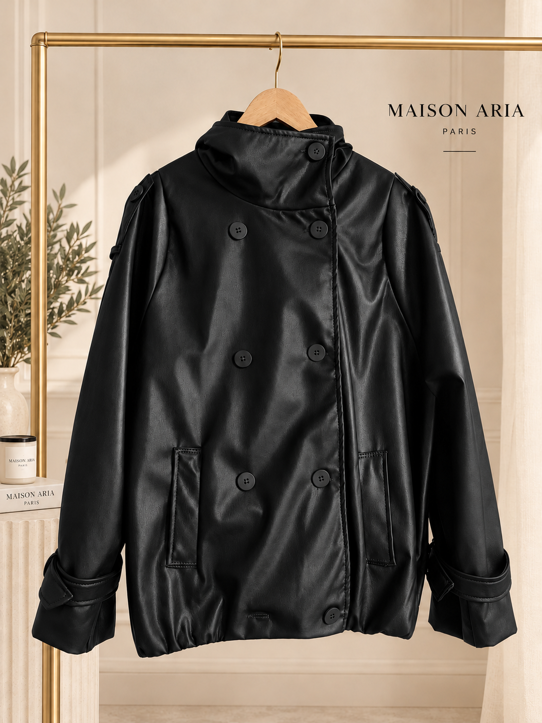 Veste en cuir oversize