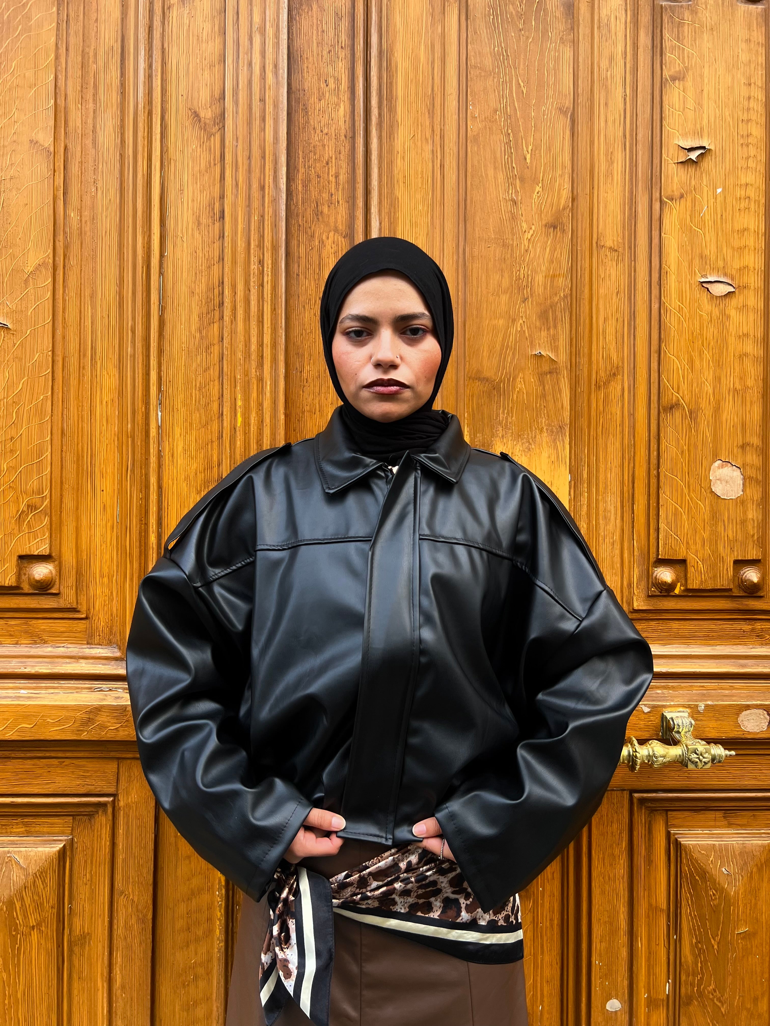 Veste simili cuir noir