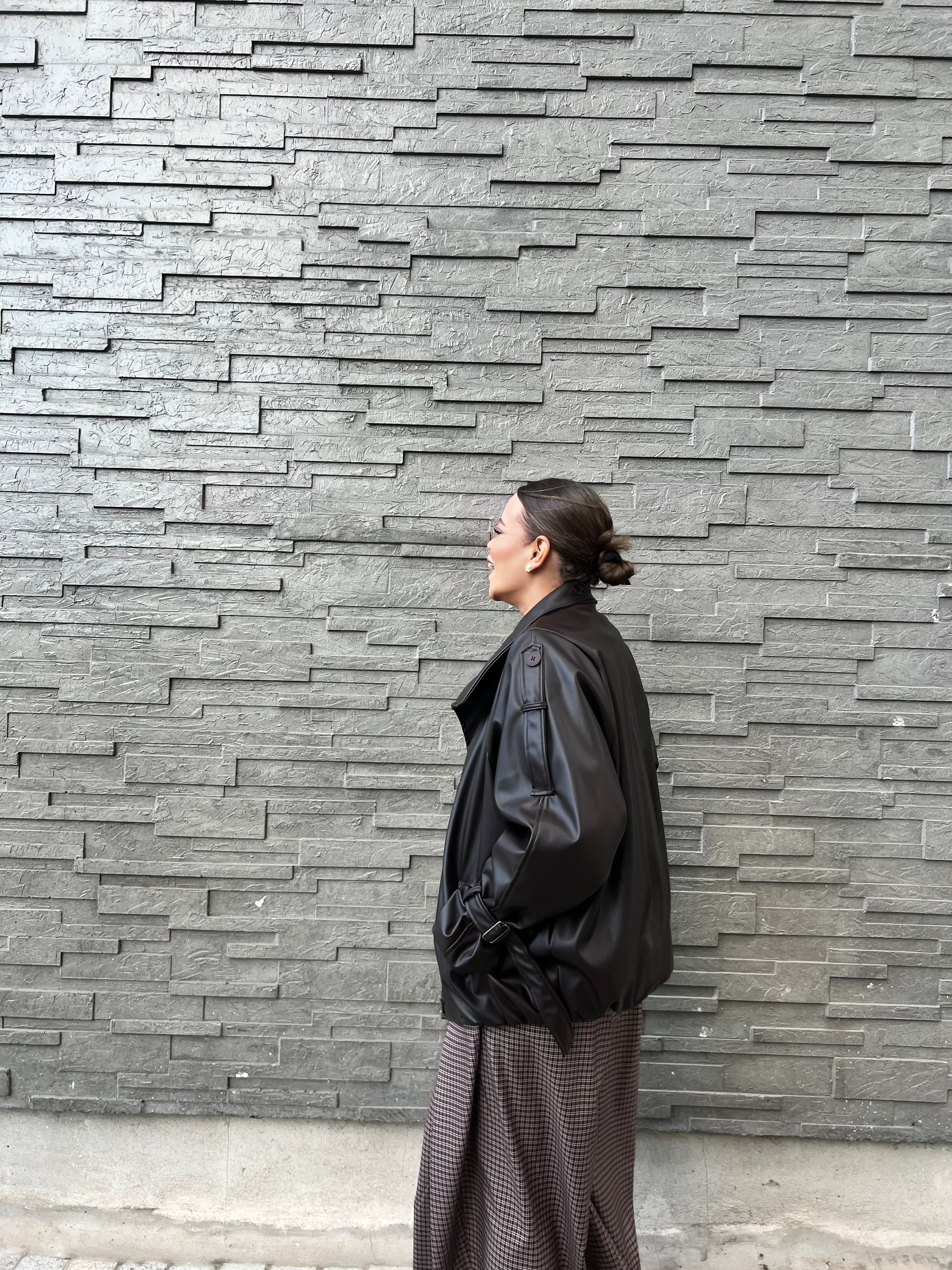 Veste en cuir oversize