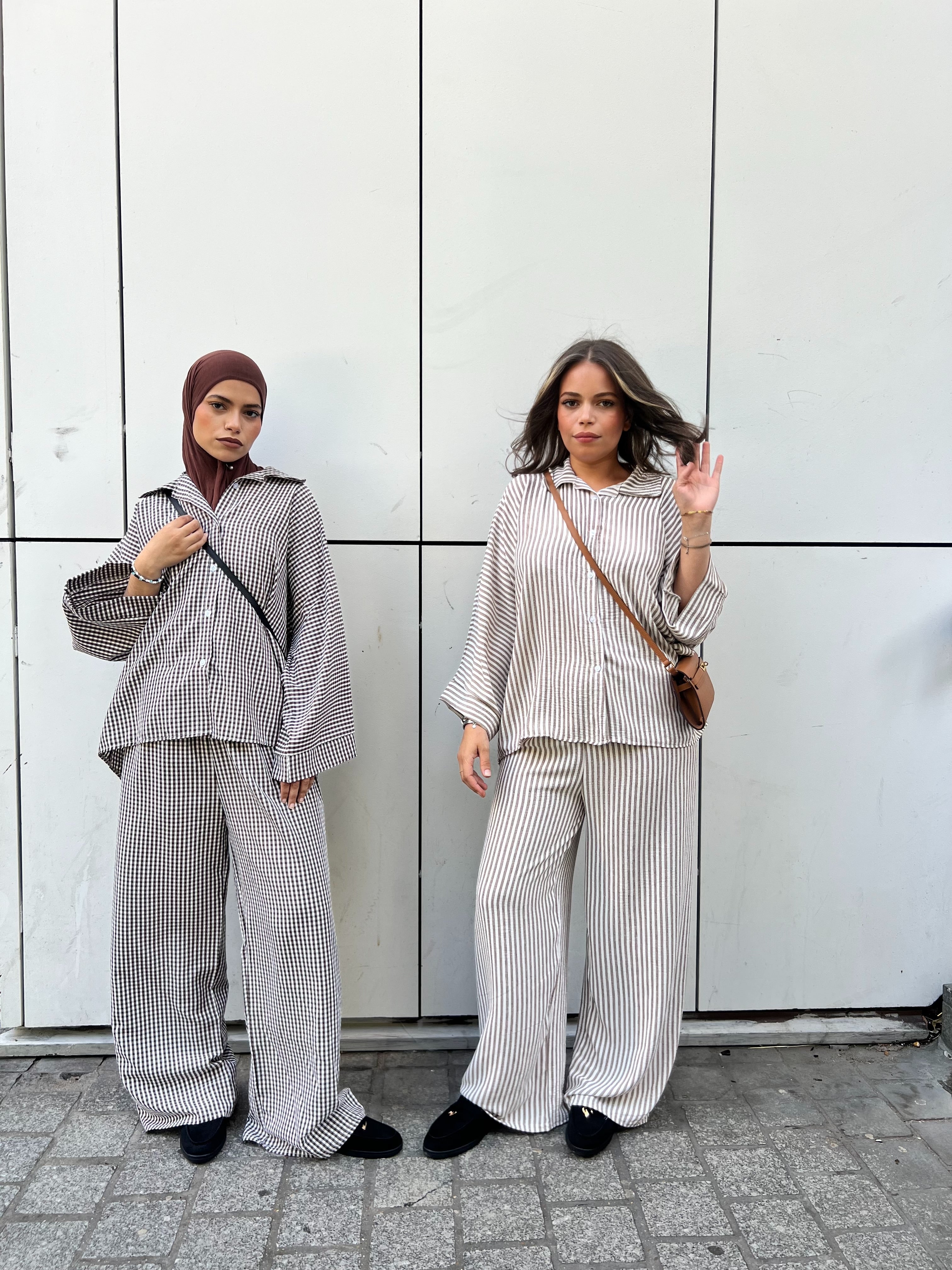Ensemble Rayé Oversize Effet Lin - Chemise & Pantalon Palazzo
