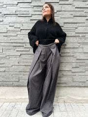 Pantalon large à carreaux