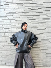 Veste en cuir oversize