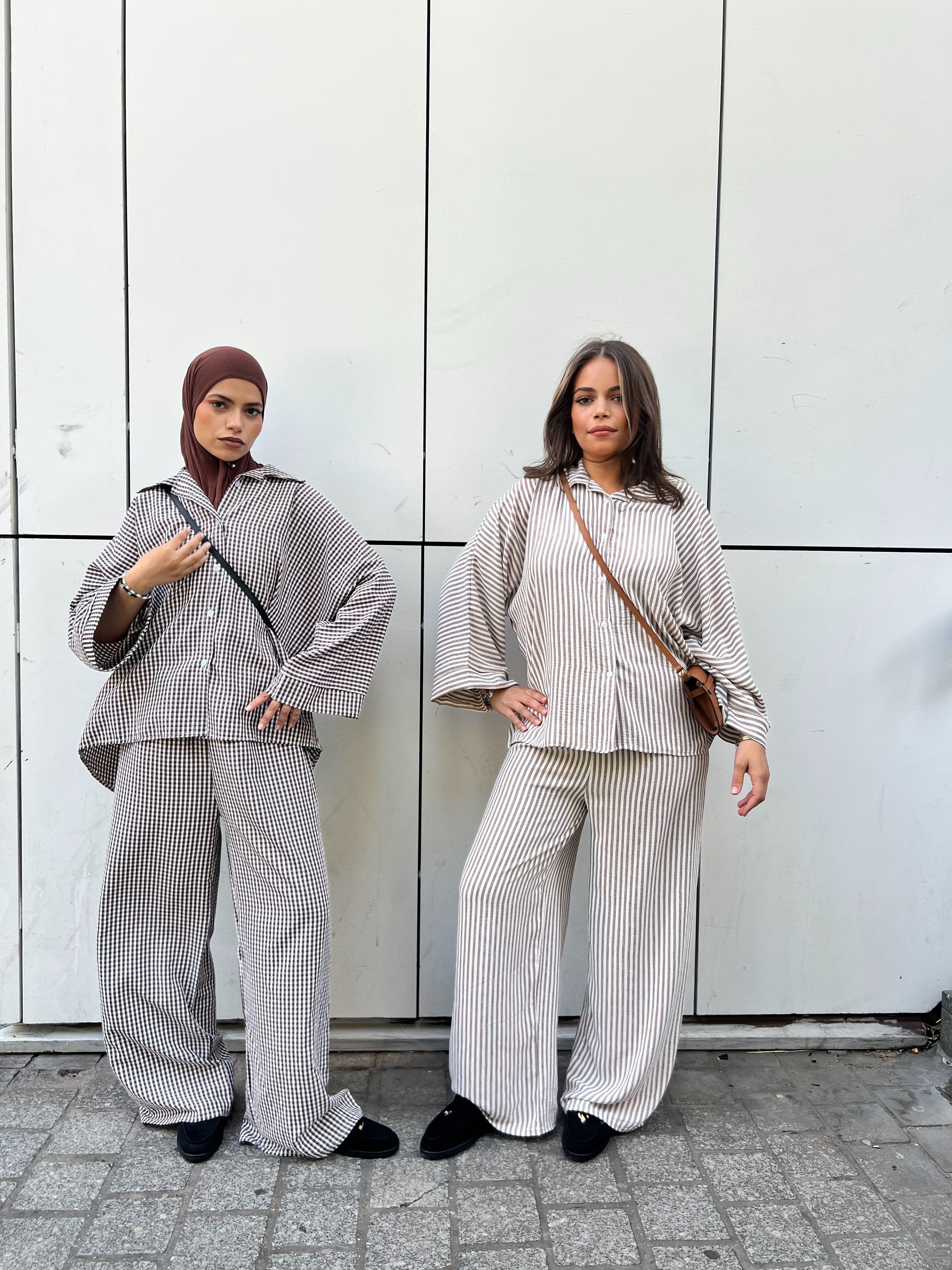 Ensemble Rayé Oversize Effet Lin - Chemise & Pantalon Palazzo