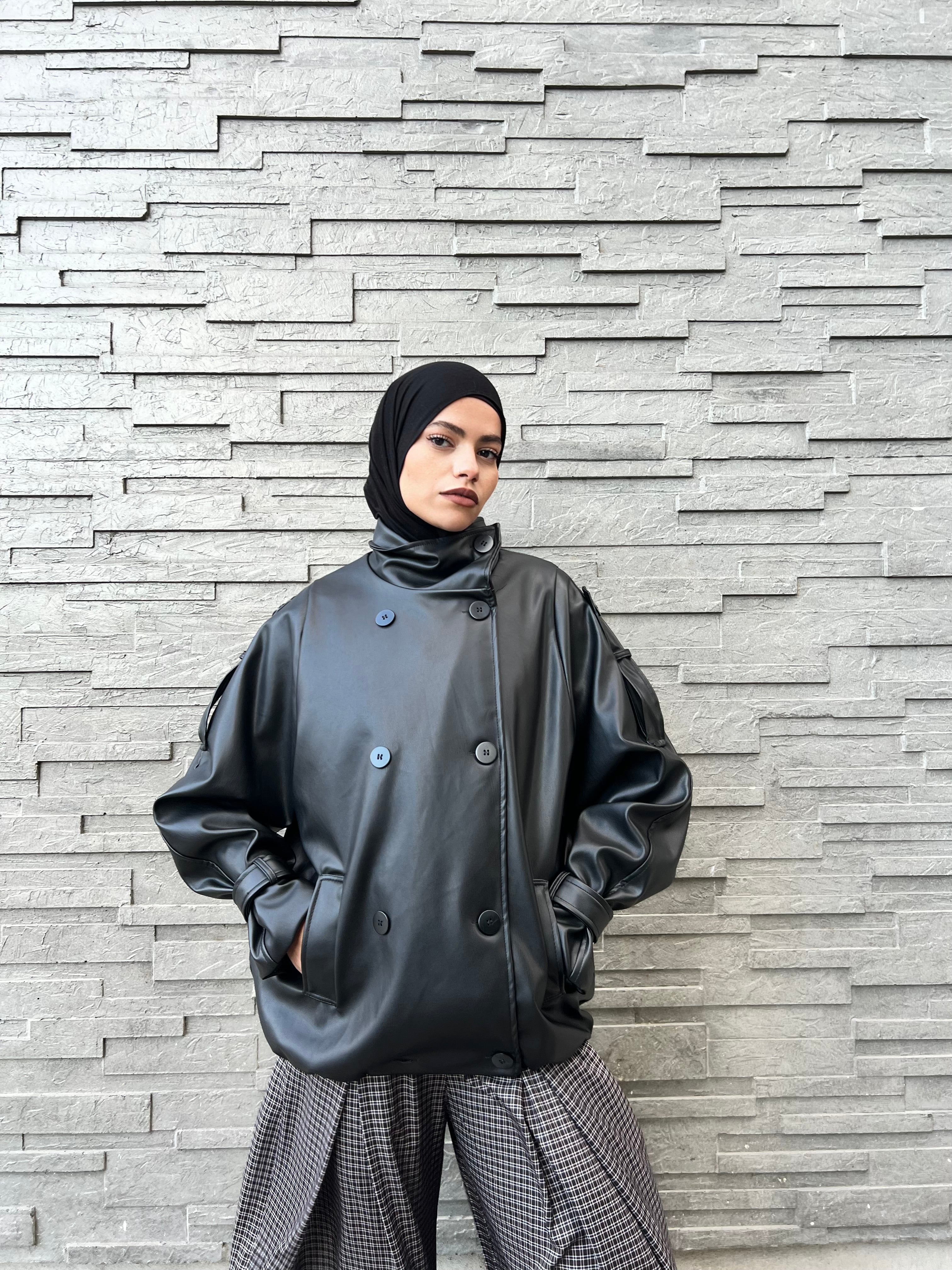 Veste en cuir oversize