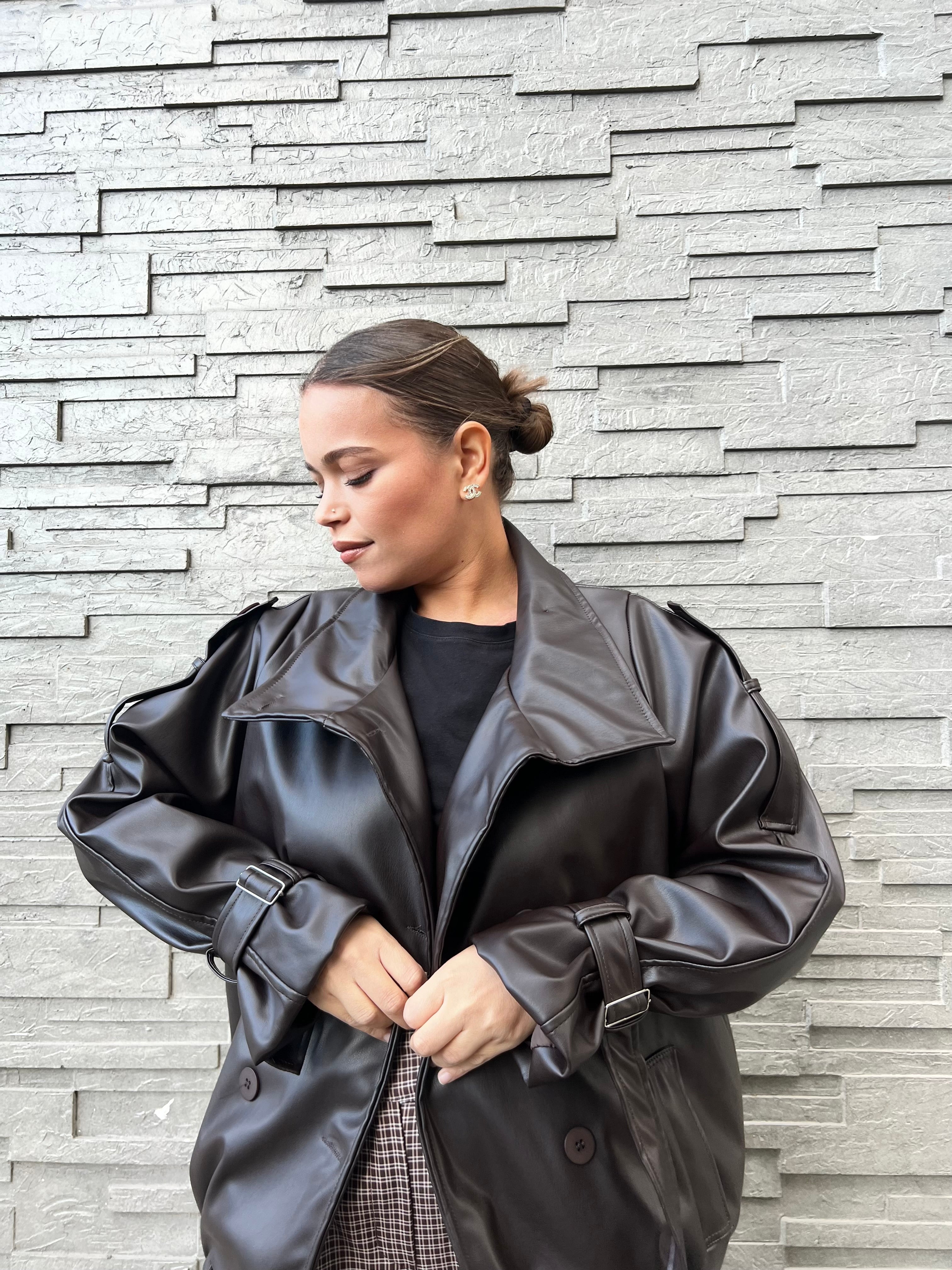Veste en cuir oversize