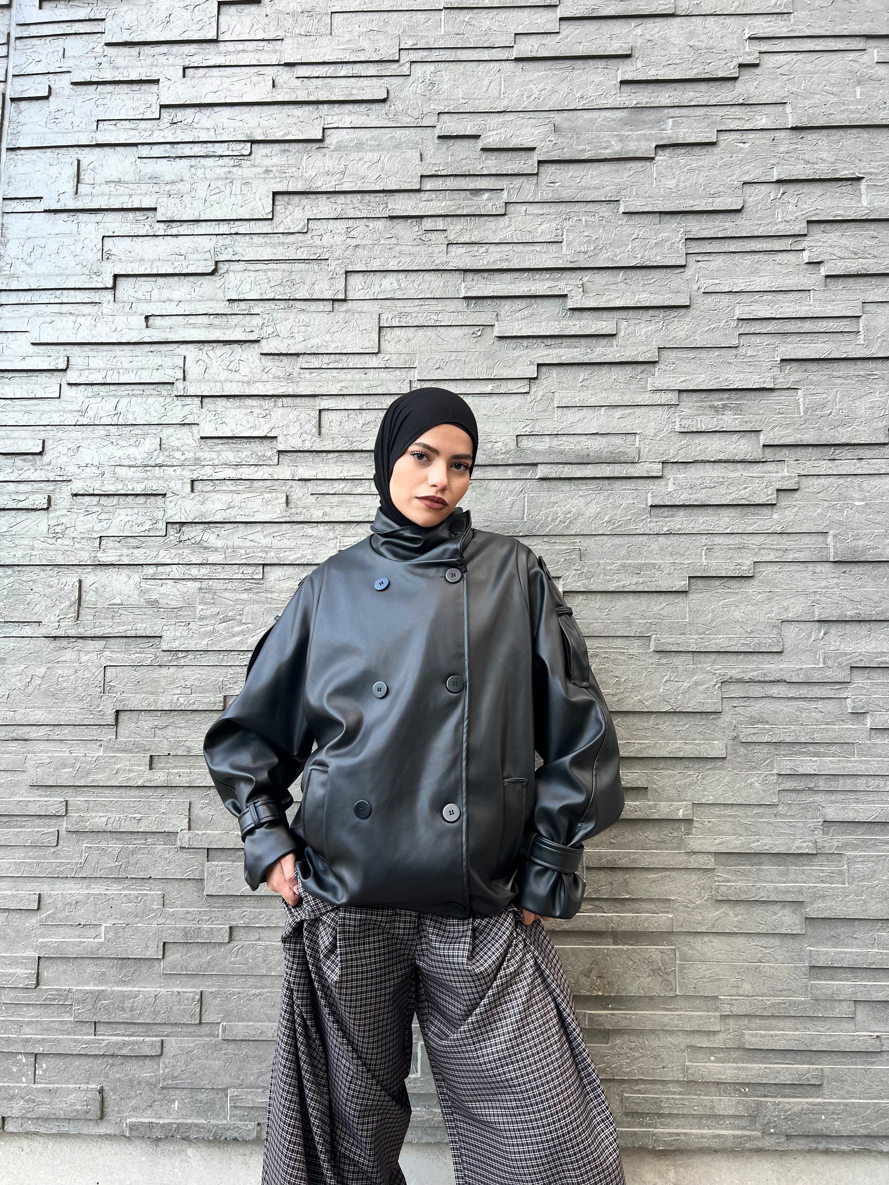 Veste en cuir oversize