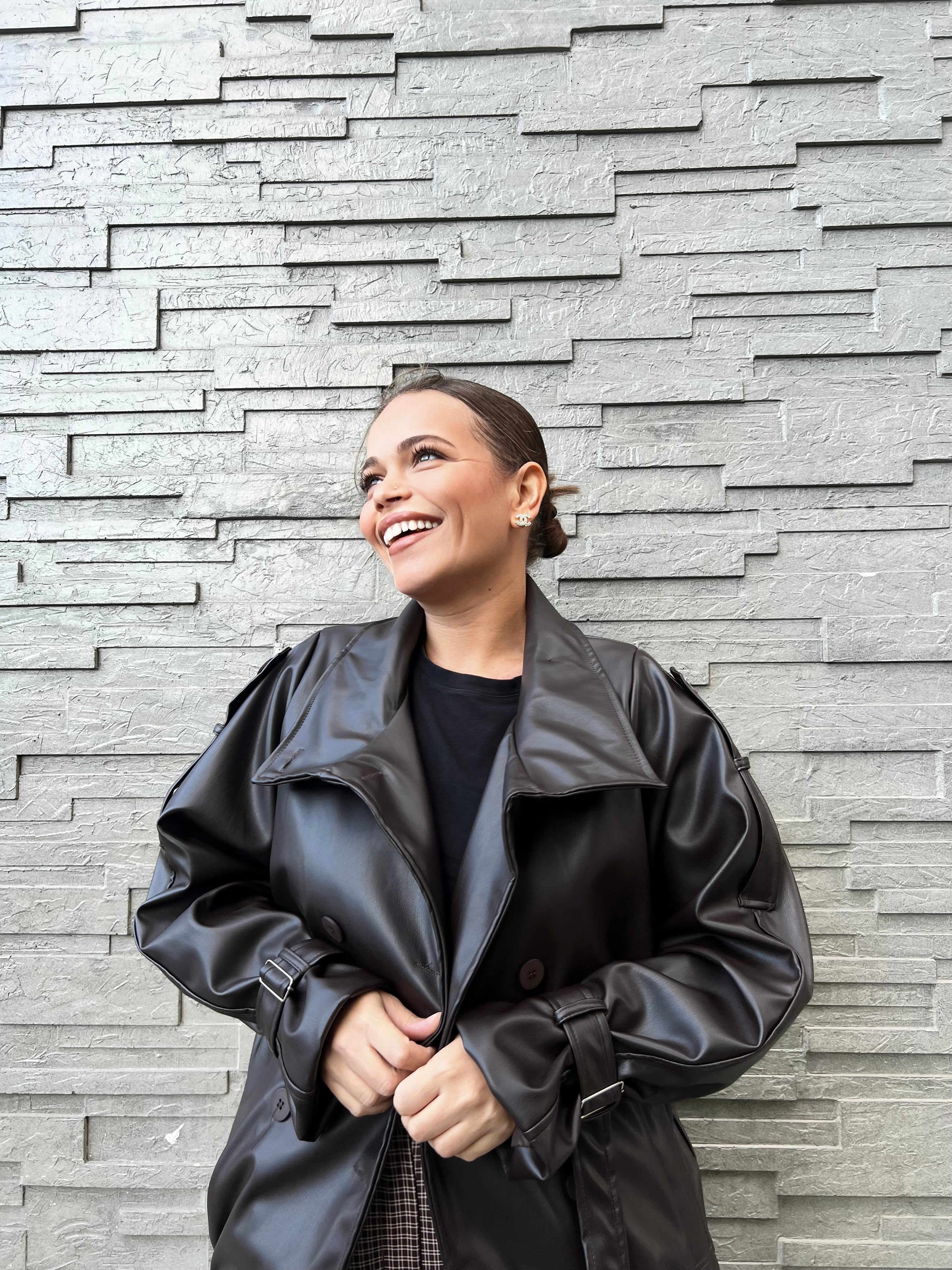 Veste en cuir oversize