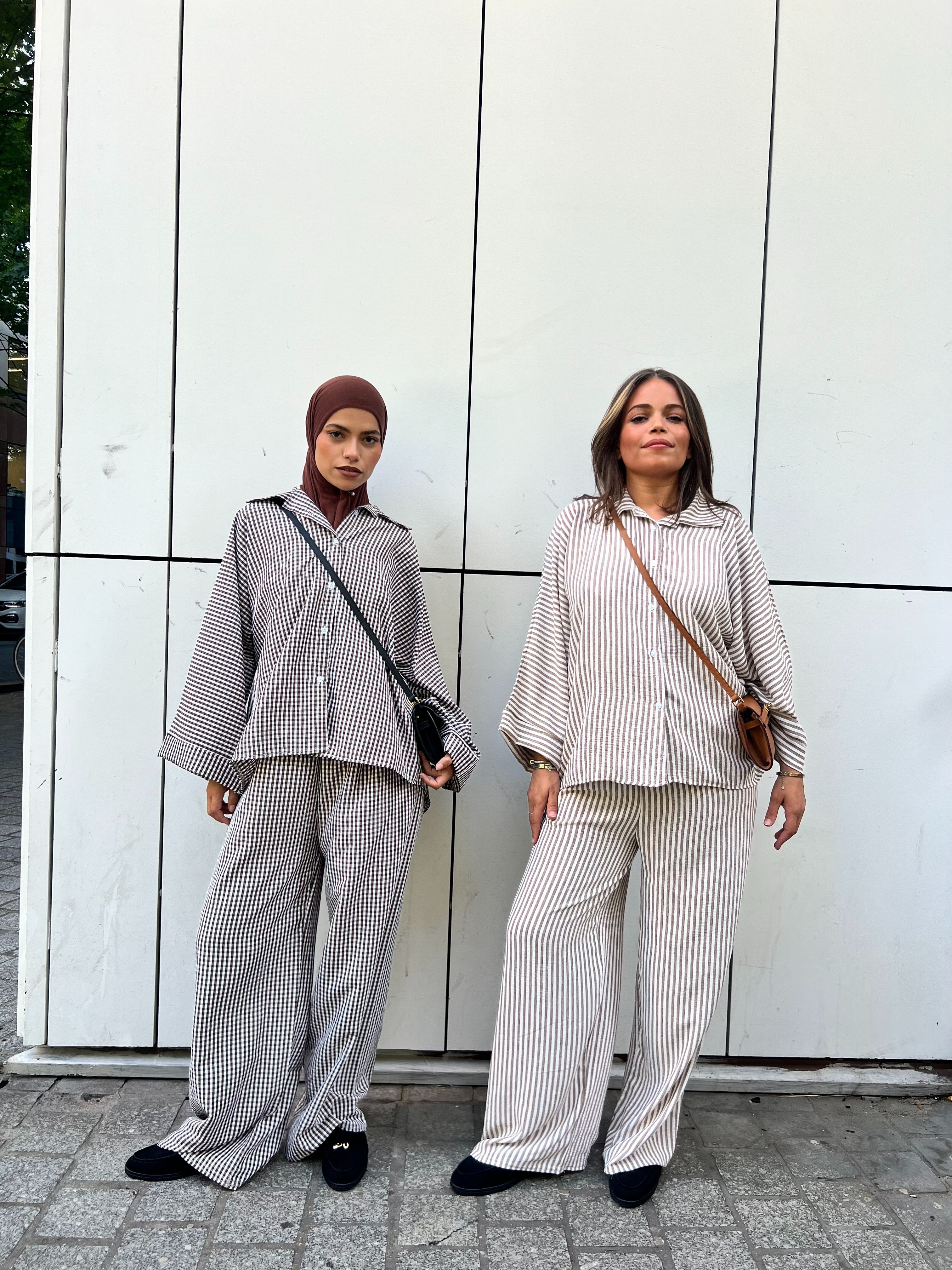 Ensemble Rayé Oversize Effet Lin - Chemise & Pantalon Palazzo