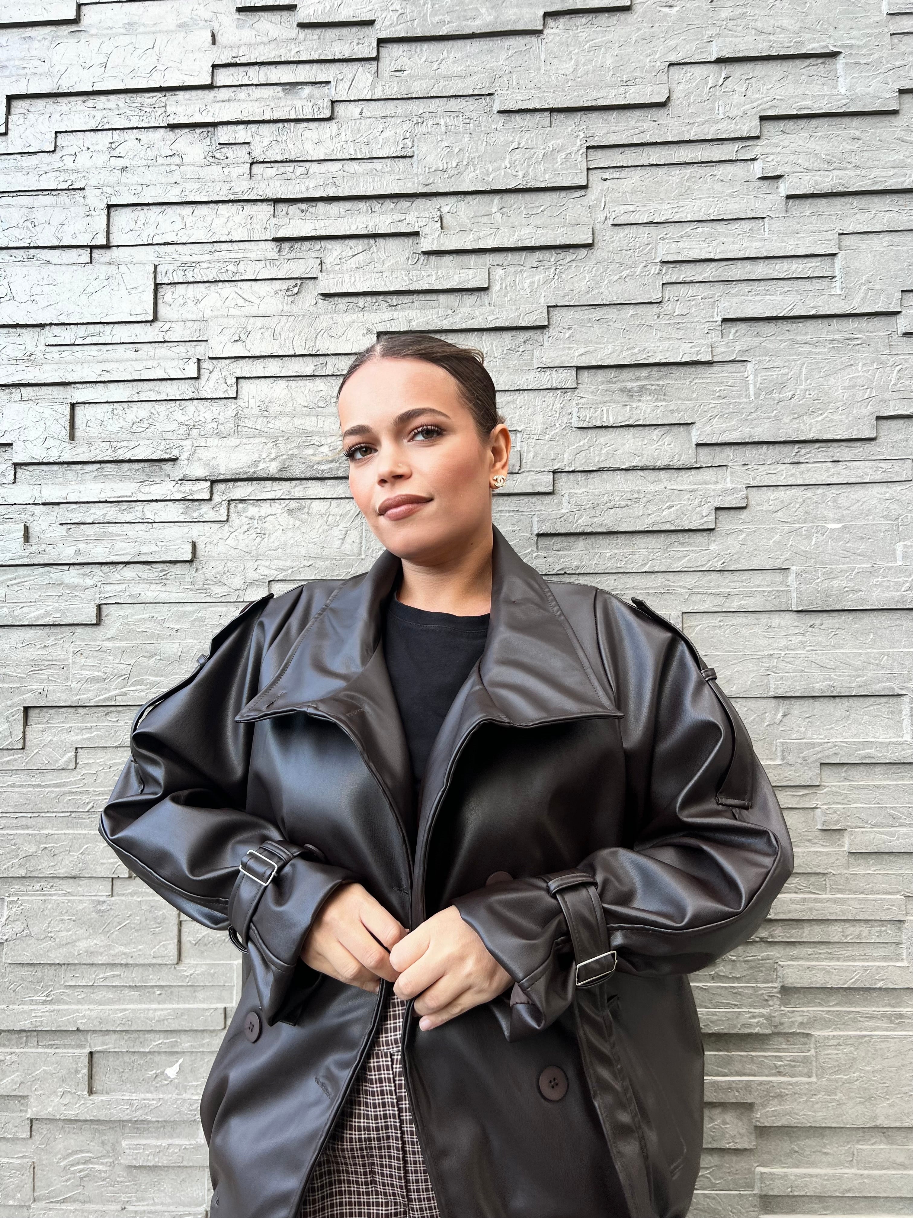 Veste en cuir oversize