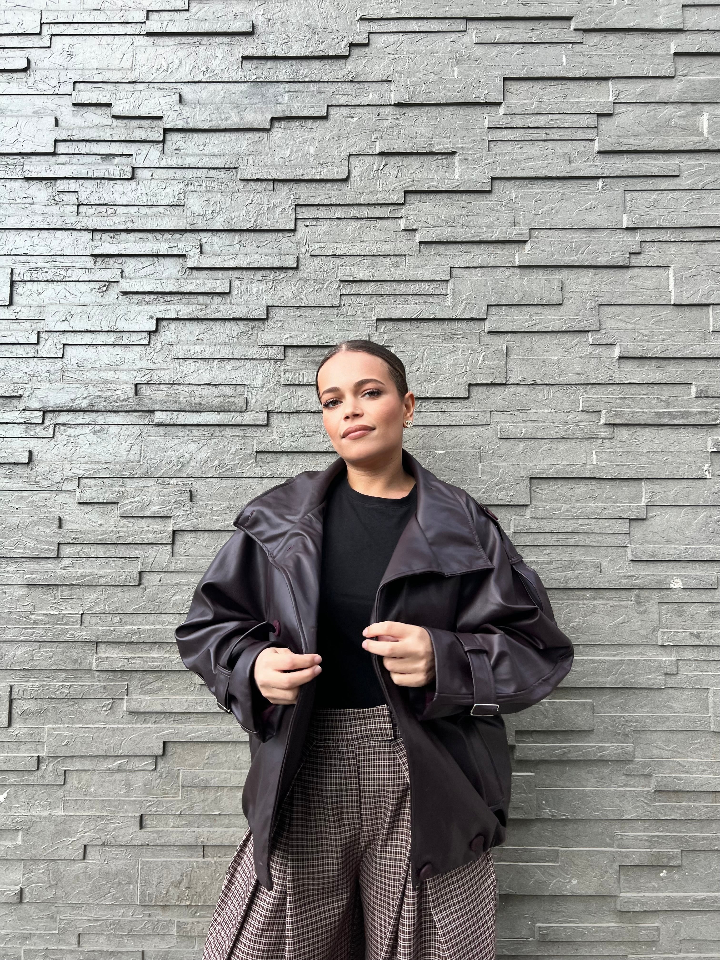 Veste en cuir oversize