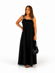 Robe Longue Noir Élégance Léopard