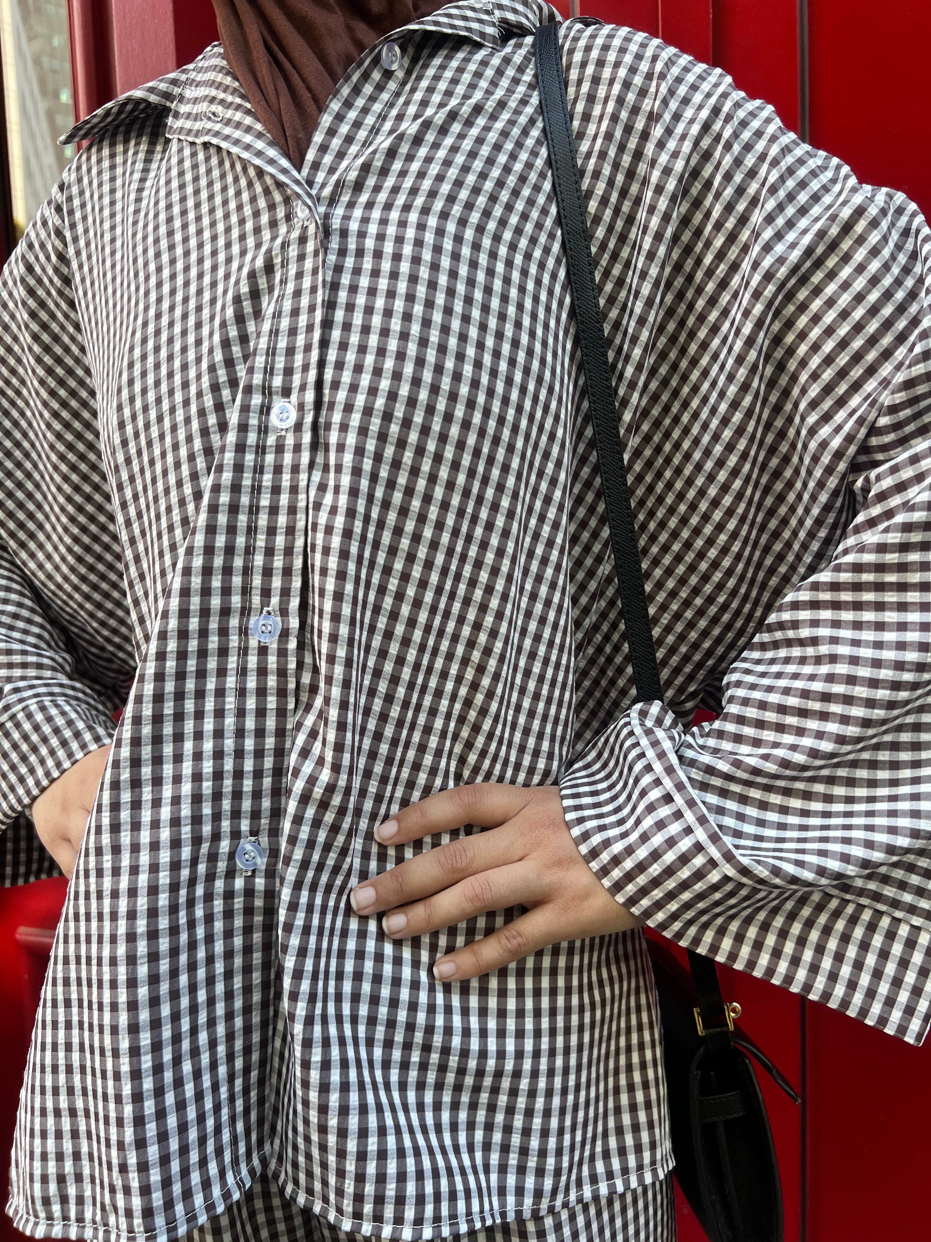 Ensemble Vichy Oversize - Chemise & Pantalon Palazzo