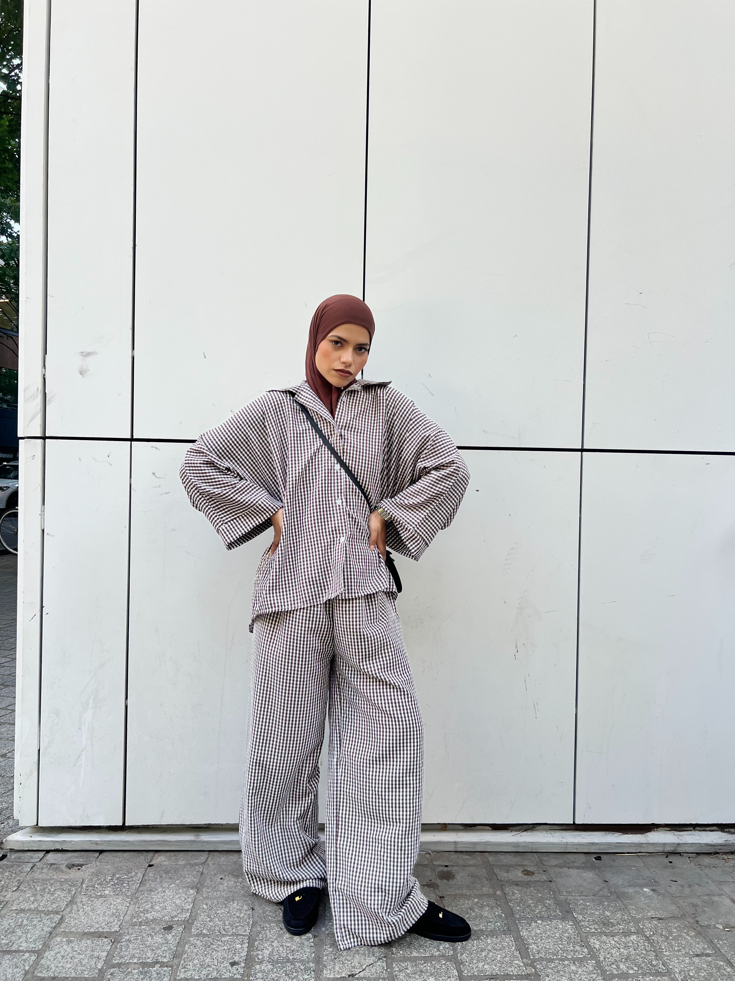 Ensemble Vichy Oversize - Chemise & Pantalon Palazzo